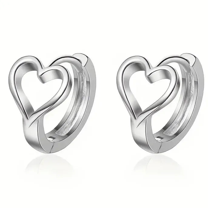 Hollow Heart Geometric Hoop Earrings Copper Alloy Dainty Silver Gold Jewelry