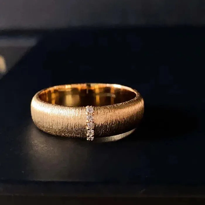 Copper Wire Drawing Crystal Ring Women Fashion Luxury Banquet Jewelry Mood Tracker