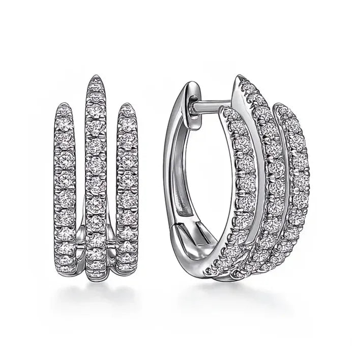Small Circle Hoop Earrings for Women with Cubic Zirconia Silver Tone