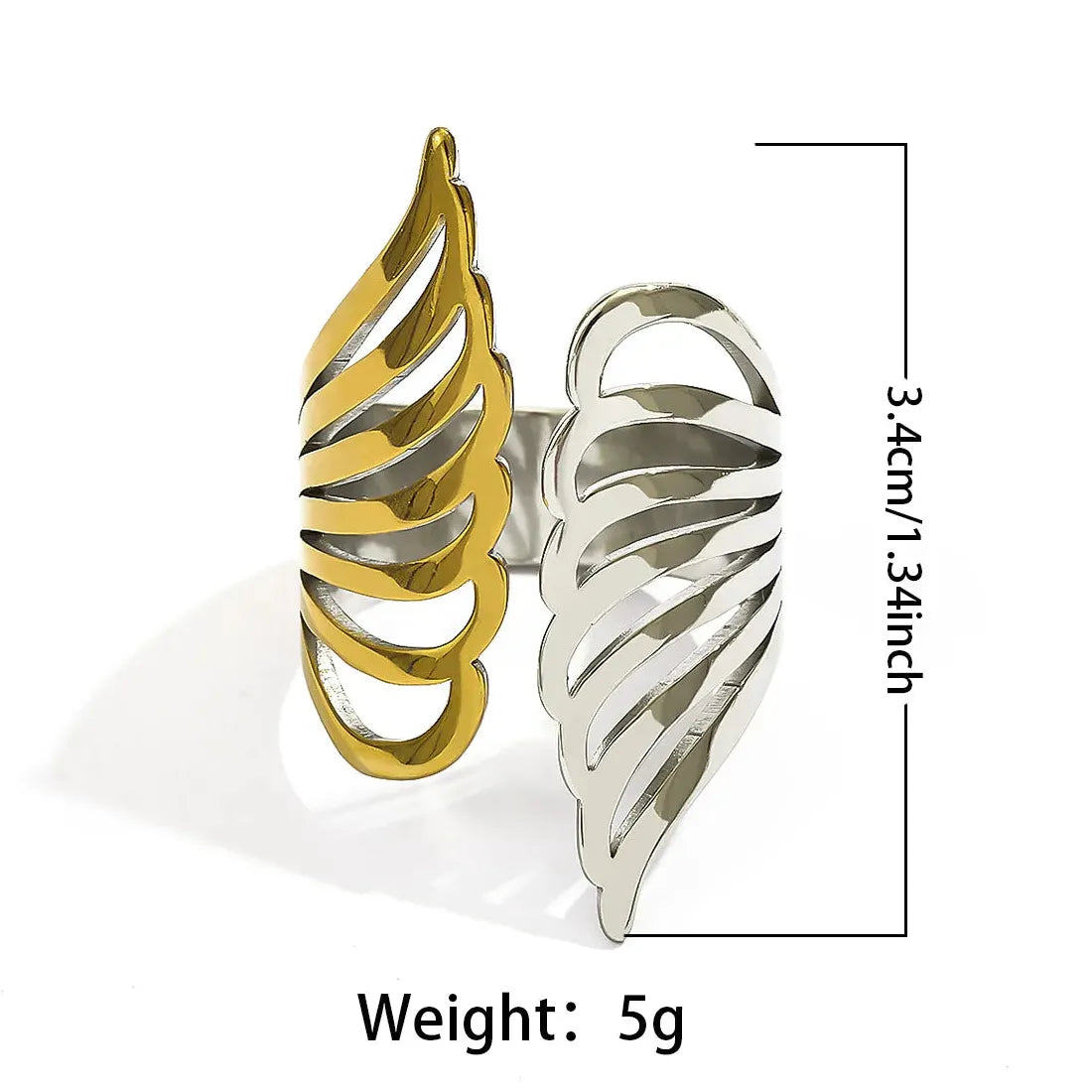 Vintage Geometric Multi-Layer Irregular Leaf Heart Stainless Steel Cocktail Ring