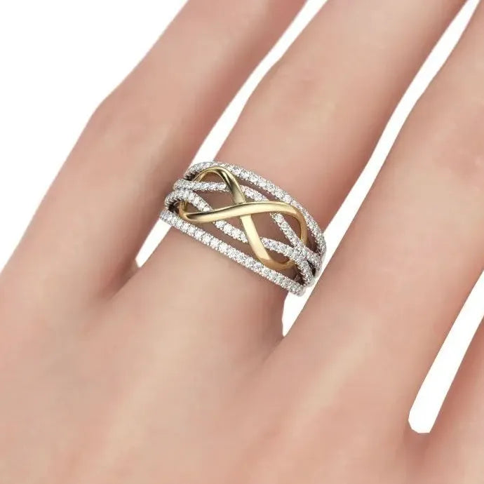 Infinite Love Heart-Shaped Ring Zinc Alloy Ladies Two-Color Wedding Engagement