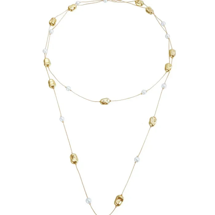 Zinc Alloy Irregular Bean Bead Necklace Bracelet Earrings Set for Women