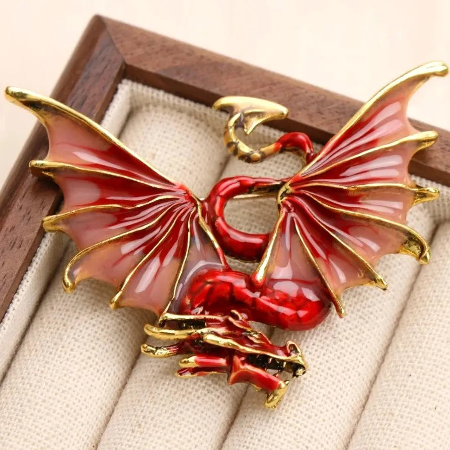 Vintage Chinese Dragonfly Dragon Brooch Pin Classic Jewelry Gift