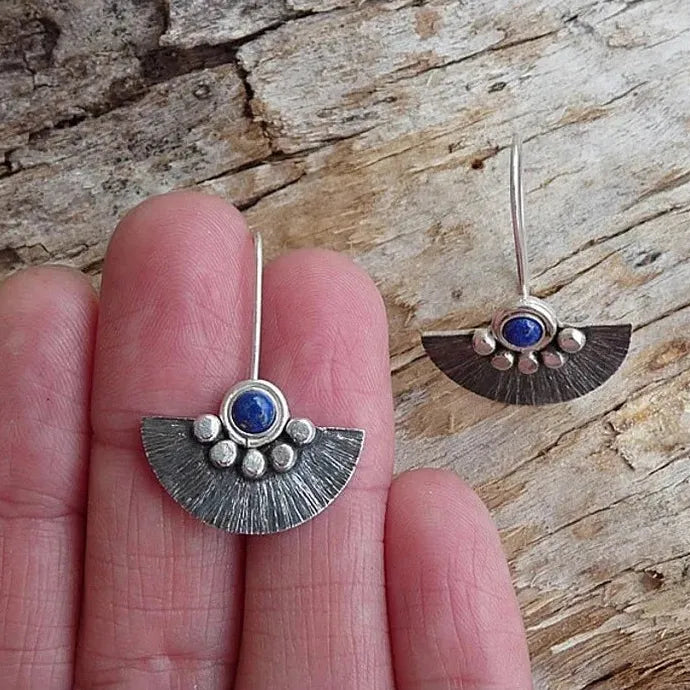 Vintage Fan-Shaped Flower Wreath Zinc Alloy Earrings for Women Daily Jewelry