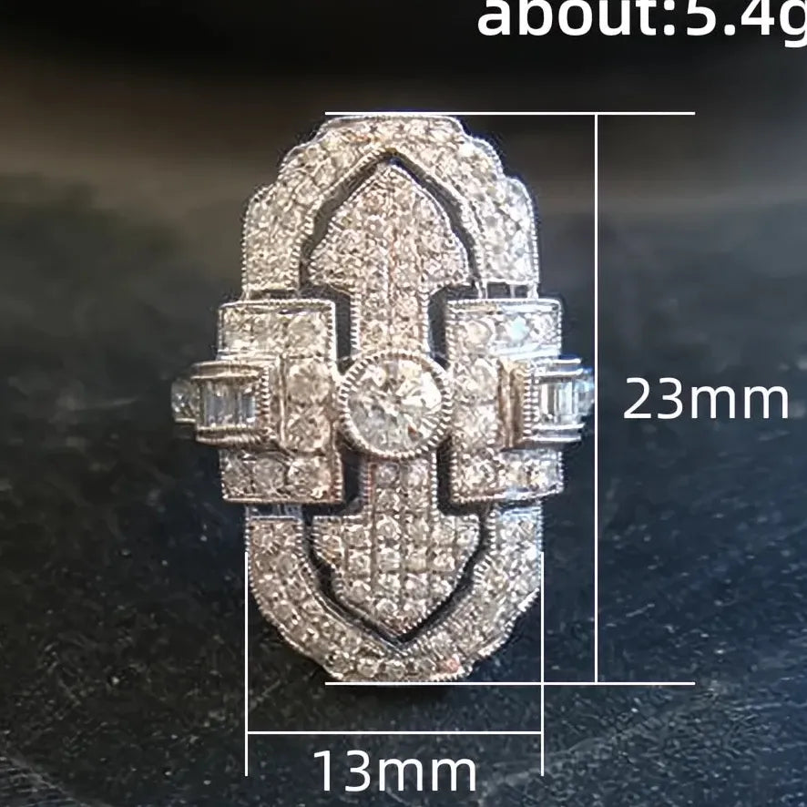 Bridal Geometric Brass Wedding Band with Full Cubic Zirconia for Women
