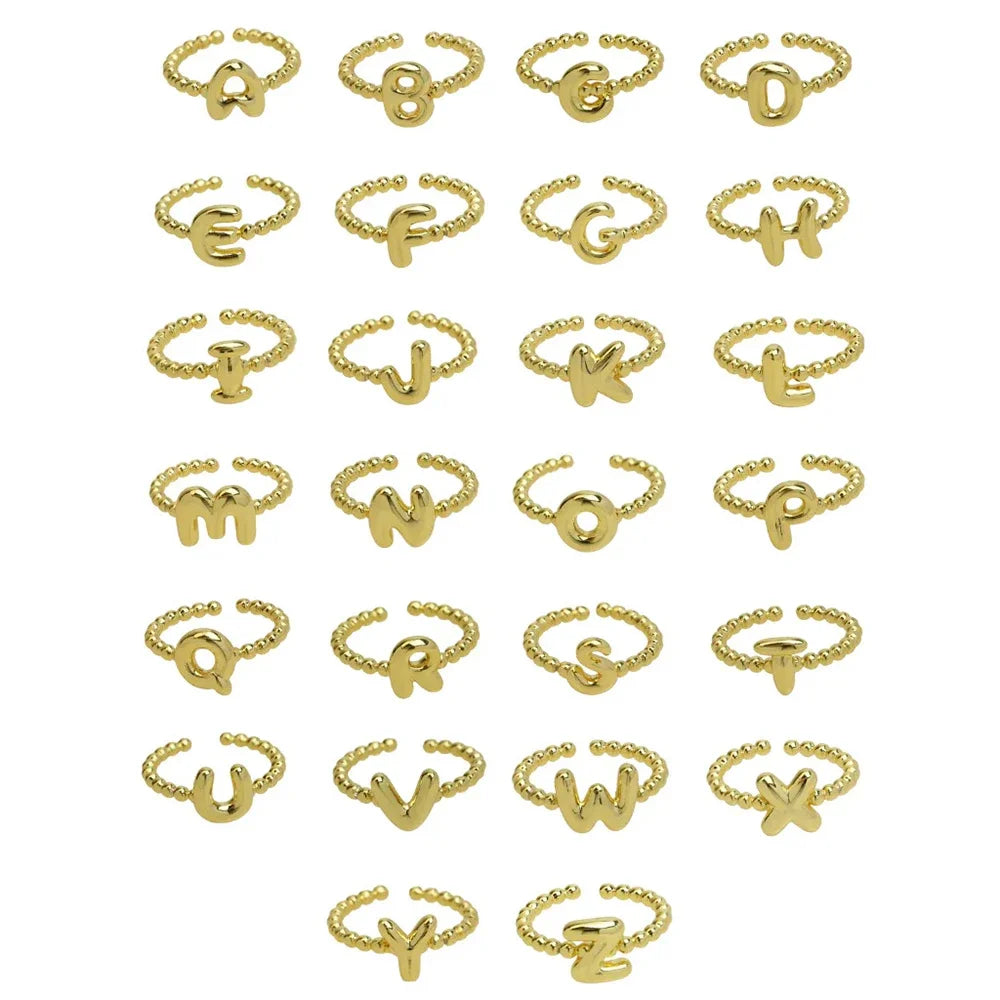18k Gold Plated Stainless Steel Alphabet Initial Knuckle Ring A-Z Party Gift