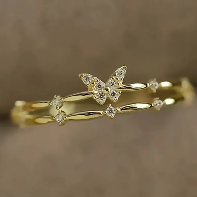 Geometric Butterfly Wedding Band for Women Bridal Statement Jewelry