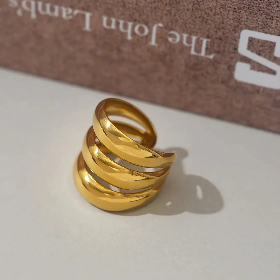Stainless Steel Hollow Circle Rings for Women Punk Multi Layer Jewelry Gift