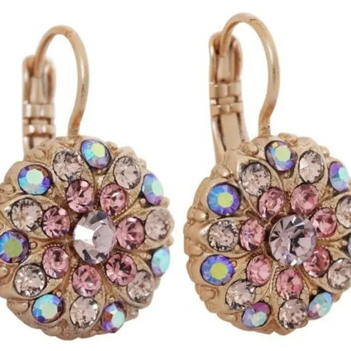 Vintage Rhinestone Pearl Drop Round Flower Earrings Women Bohemian Jewelry Gifts