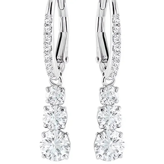 Elegant Silver Cubic Zirconia Geometric Drop Earrings for Women Engagement Jewelry Gifts