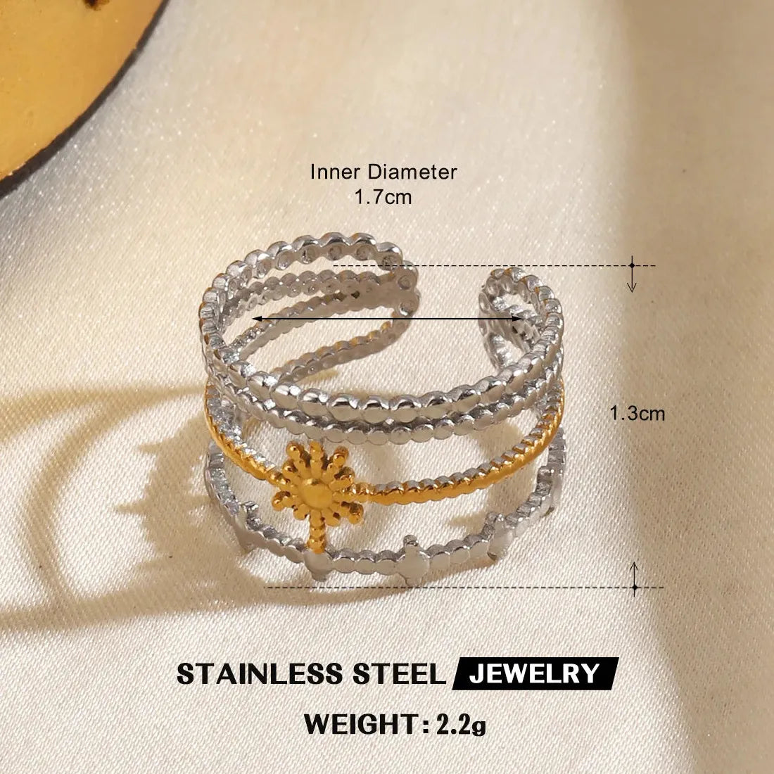 Vintage Stainless Steel Starfish Heart Flower Leaf Rings for Women Gifts Jewelry