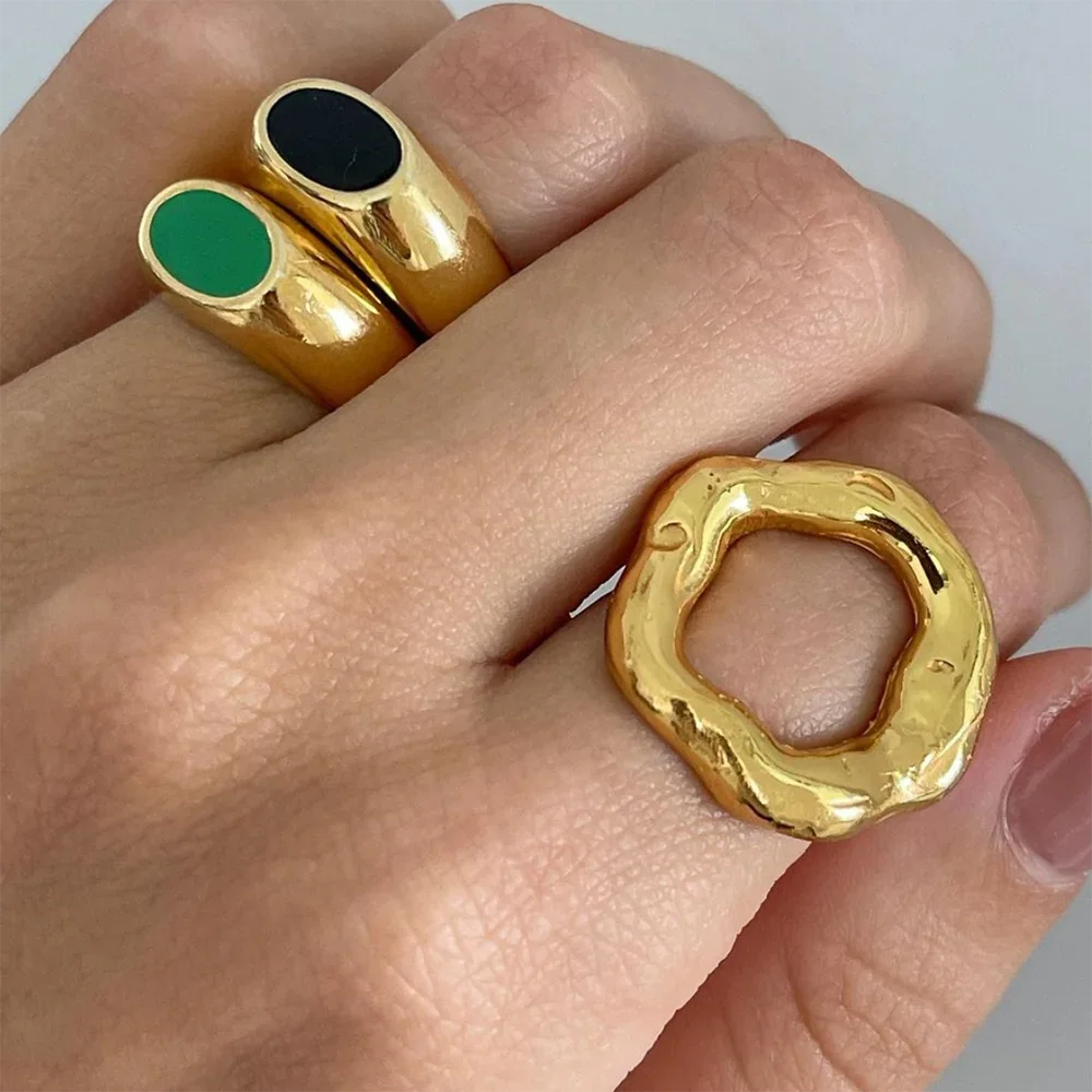 Vintage Hollow Indie Flower Knuckle Ring for Women Stainless Steel Geometric Punk Jewelry