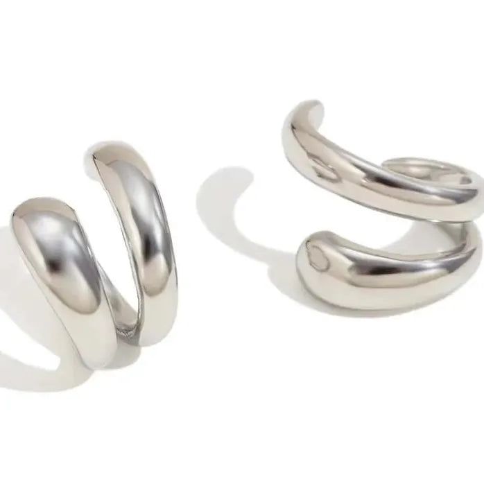 Punk Fake Piercing Double Circle Ear Cuff Clip Earrings for Women Men