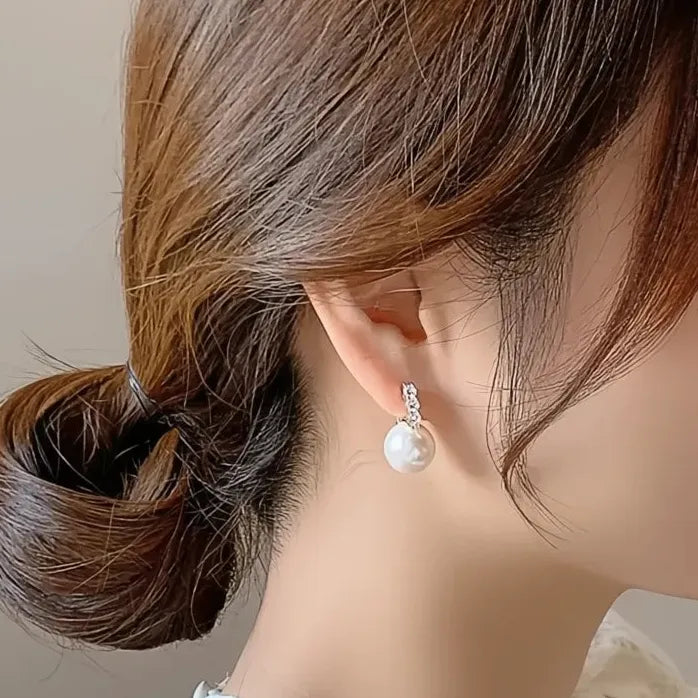 Elegant Geometric Drop Earrings for Women with Cubic Zirconia Pearl