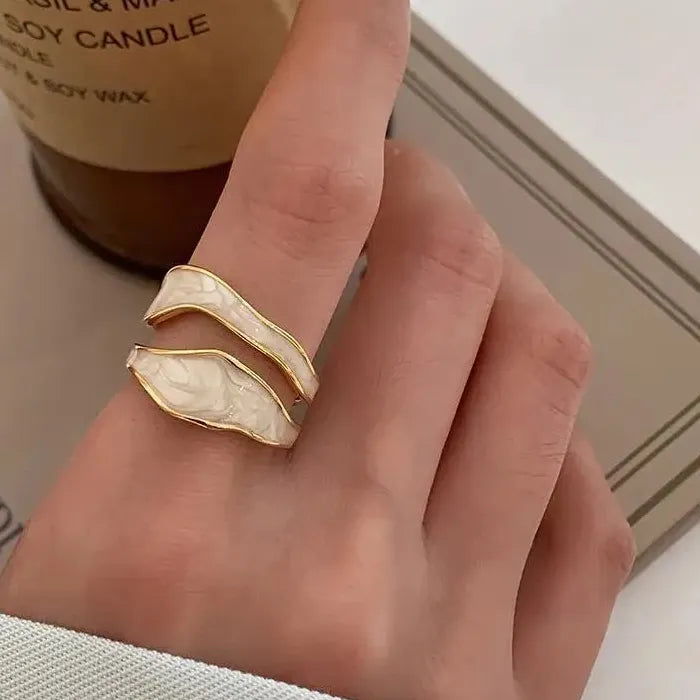 Adjustable Y2K Red Drip Oil Geometric Punk Vintage Cocktail Ring Gift