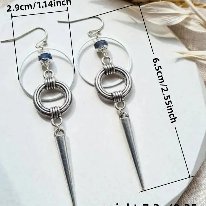 Inlaid Crystal Cone Pendant Drop Earrings Retro Punk Hip-Hop Women's Jewelry