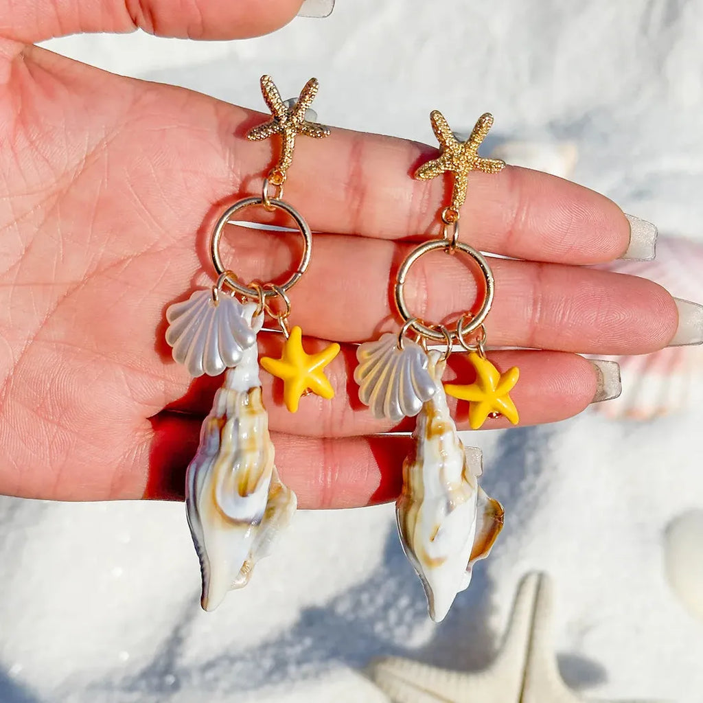Bohemian Conch Shell Drop Earrings Zinc Alloy Summer Gift for Girls