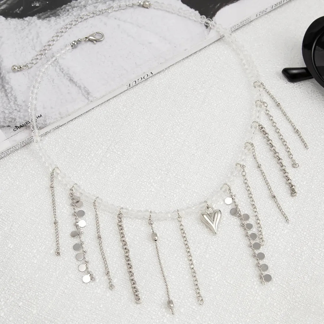 18k Gold Plated Copper Alloy Heart Pendant Choker Necklace for Women Stylish