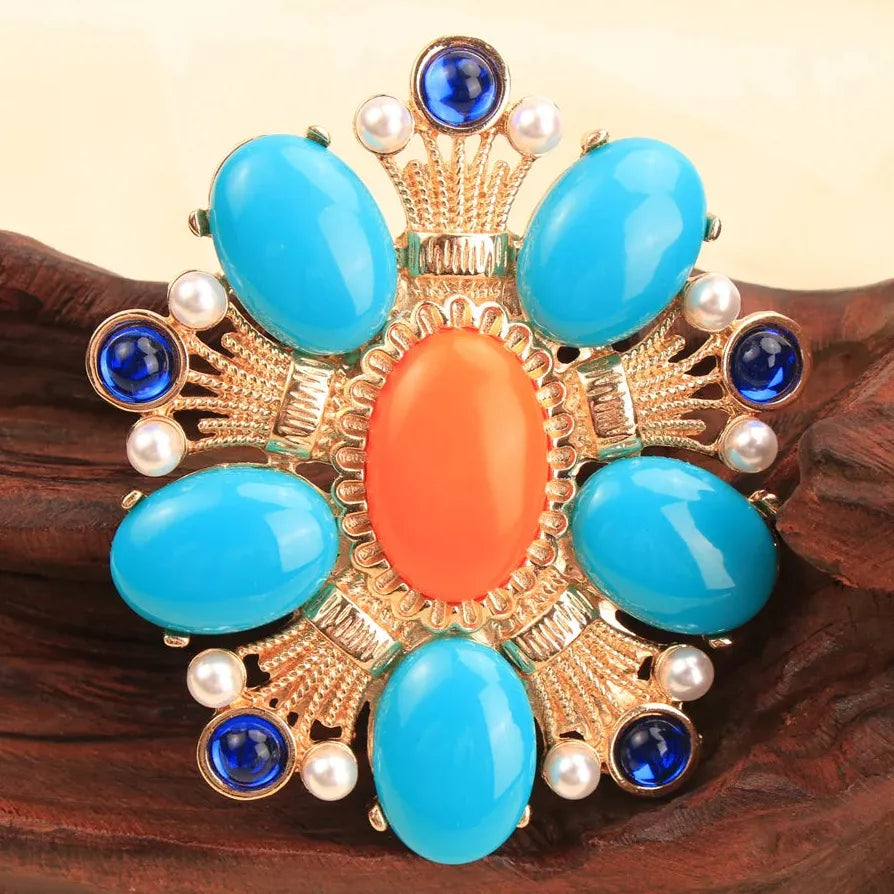 Heavy Duty Openwork Flower Brooch Pin for Men and Women Classic Style