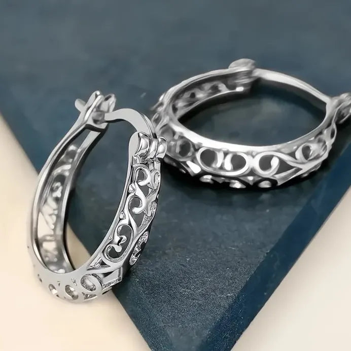 Elegant Geometric Hollow-Out Hoop Earrings Jewelry Gift for Women