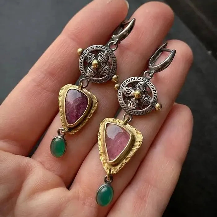 Vintage Ethnic Style Zinc Alloy Carved Pattern Drop Earrings for Women Banquets