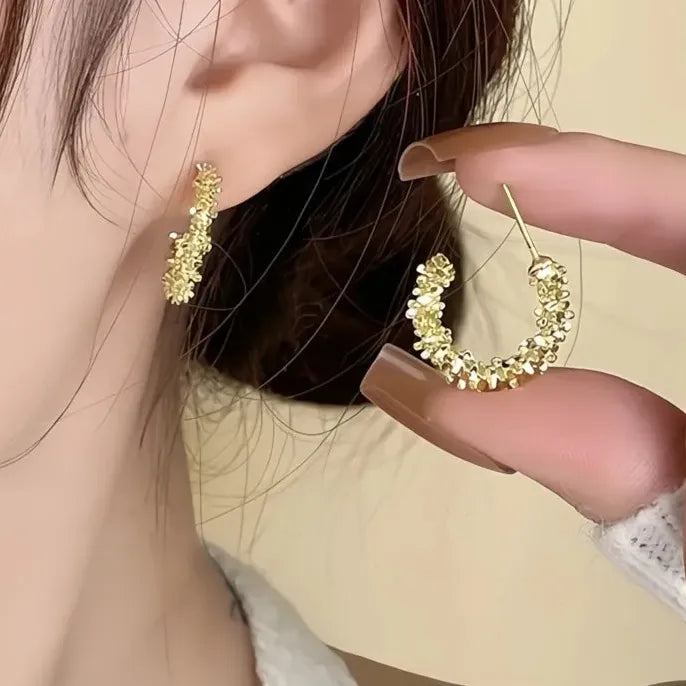 Trendy Women’s Geometric Brass Copper Alloy Hoop Earrings in 4 Colors