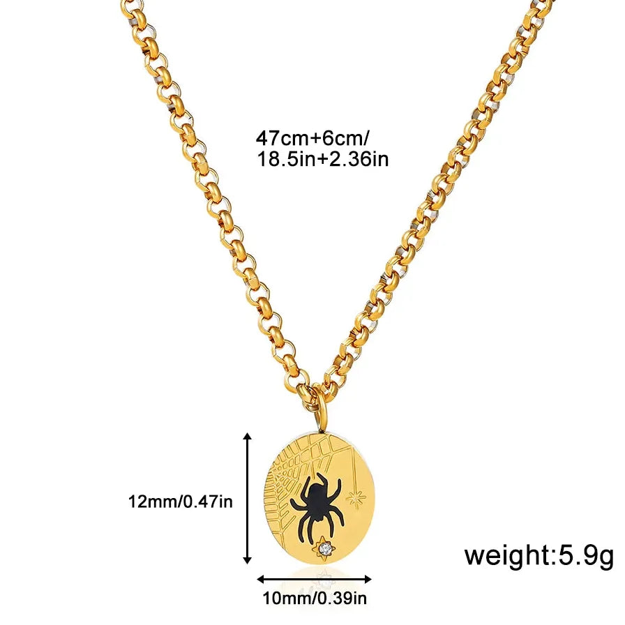 Stainless Steel Punk Retro Geometric Animal Pendant Necklace Heart Choker Jewelry