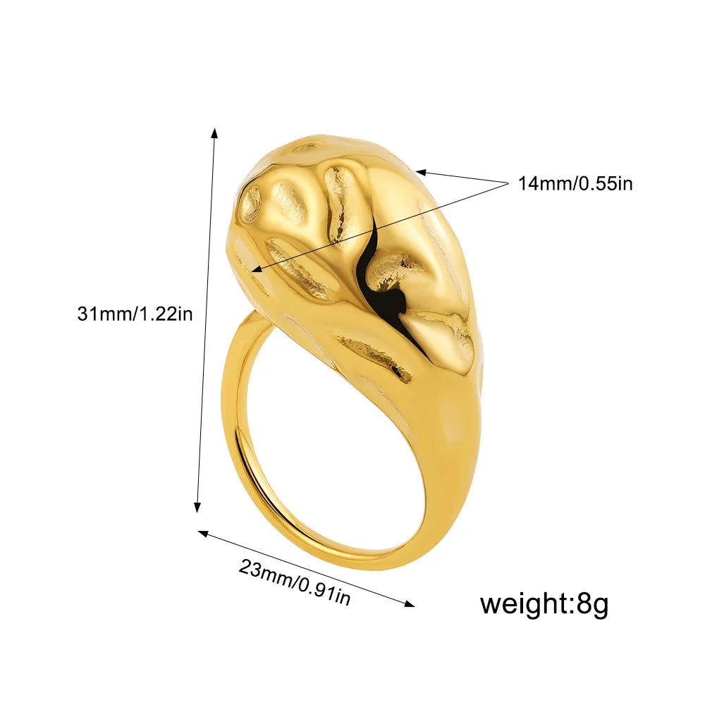 Vintage Geometric Knot Gold Plated Stainless Steel Ring Chunky Dome Jewelry Gift