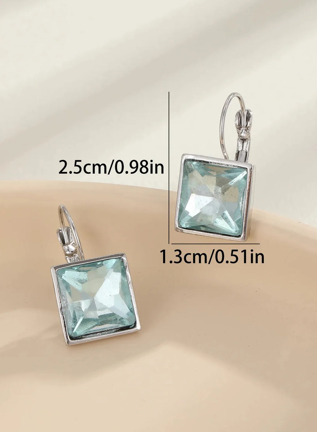 Blue Square Stone Dangle Earrings for Women Girls Party Zinc Alloy Jewelry