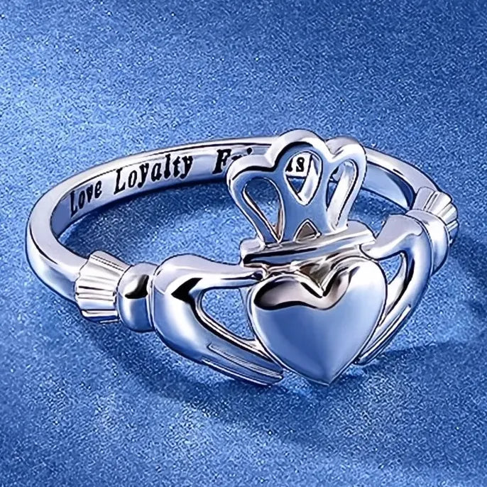 Brass Crown Hug Heart Shaped Engagement Ring for Women Jewelry