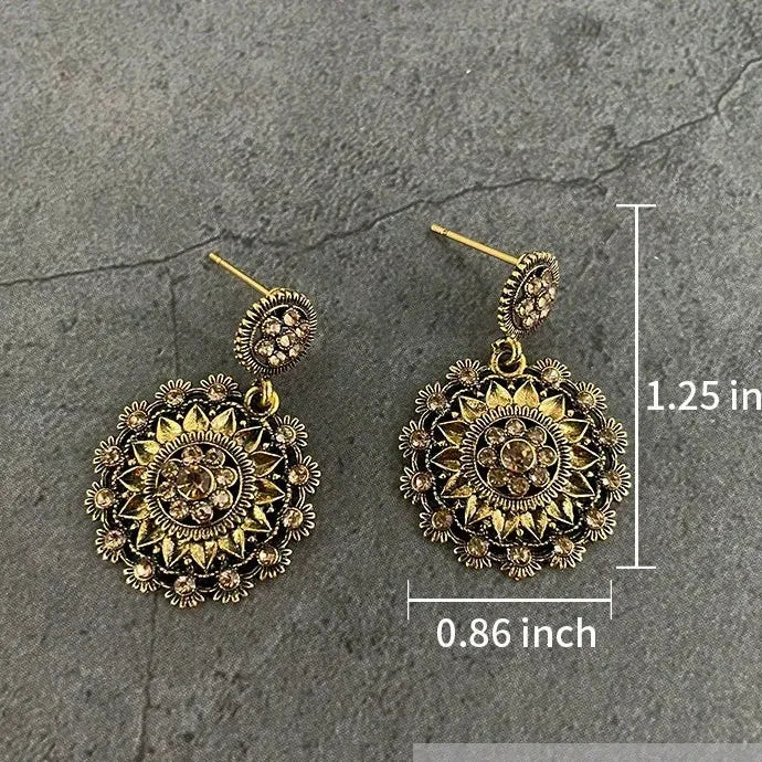 Plated Sunflower Drop Earrings Zinc Alloy Boho Vintage Luxury for Women