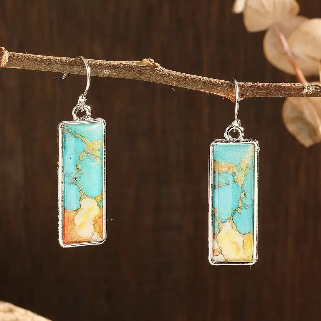 Bohemian Style Women's Resin Drop Earrings Ethnic Retro Beach Party Jewelry Gift