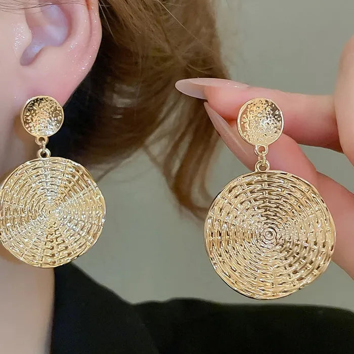 Exaggerated Round Geometric Zinc Alloy Drop Earrings for Women Gift