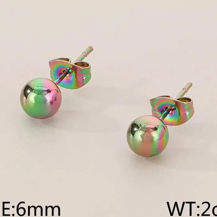 Gold Stainless Steel Hollow Ball Stud Earrings for Women Wedding Jewelry