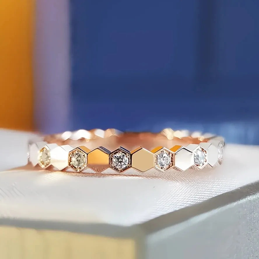 Women’s Wedding Rings Cubic Zirconia Brass Rose Gold Silver Engagement Jewelry Simple Design