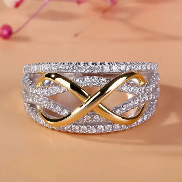 Infinite Love Heart-Shaped Ring Zinc Alloy Ladies Two-Color Wedding Engagement