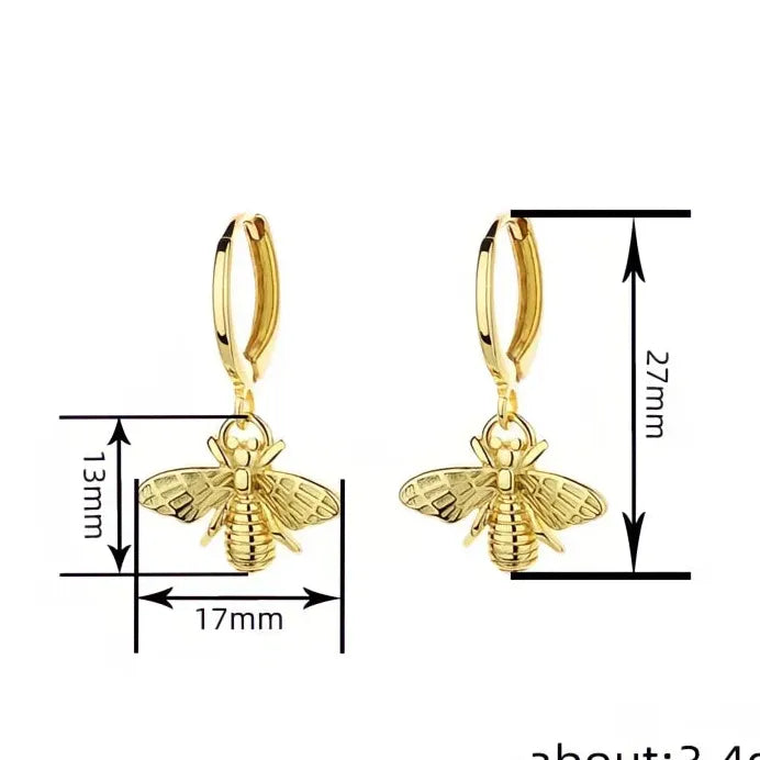 Gold Bee Shaped Women’s Drop Earrings Trendy Party Fashion Jewelry