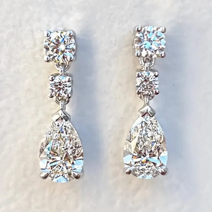 Elegant Women's Geometric Drop Earrings Copper Alloy Cubic Zirconia Fashion Jewelry