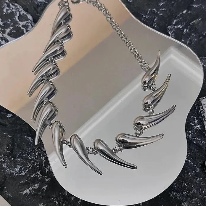 Zinc Alloy Cyberpunk Unisex Punk Choker with Waterdrop Pendant Necklace