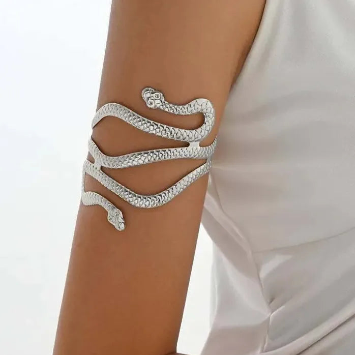 Vintage Gold Snake Shape Adjustable Cuff Bracelet for Women Symbolic Jewelry