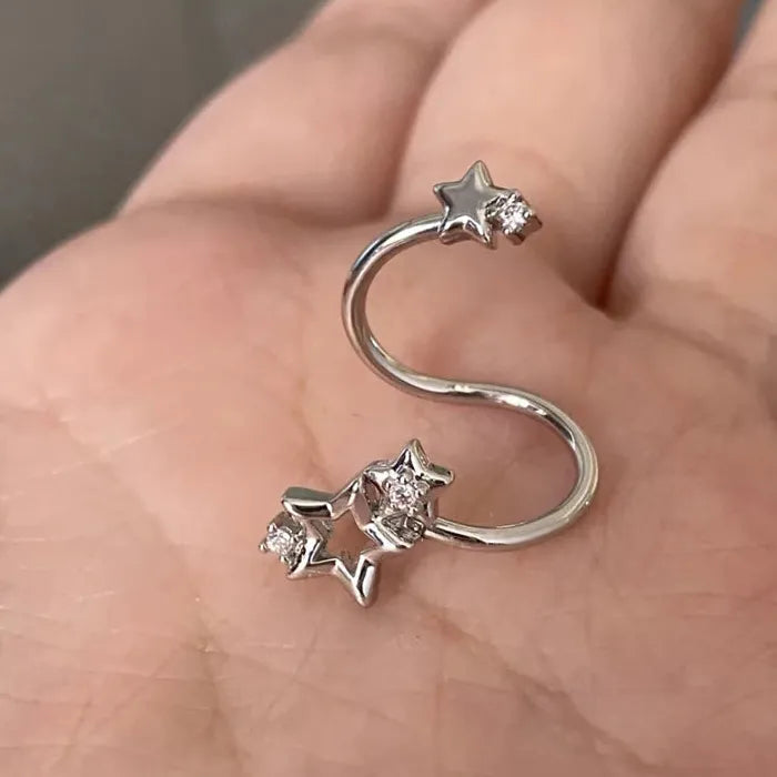 Star Spiral Planet Stainless Steel Ear Bone Stud Earrings for Women