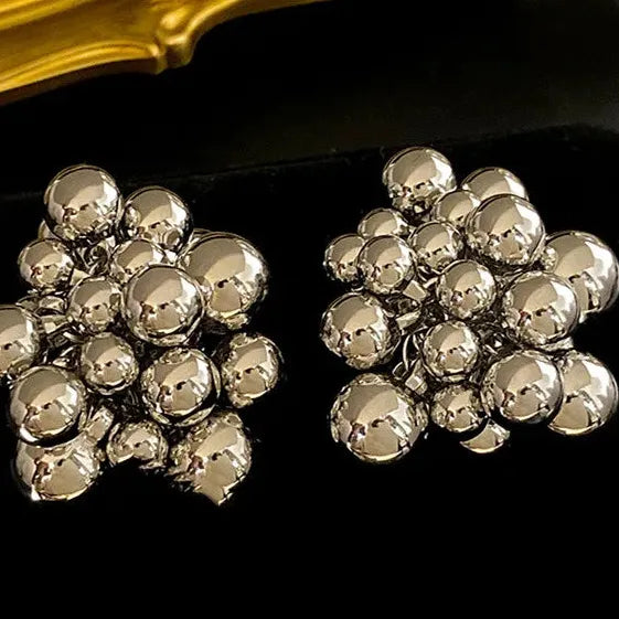 Vintage Geometric Zinc Alloy Metal Ball Stud Earrings for Women Girls 2026
