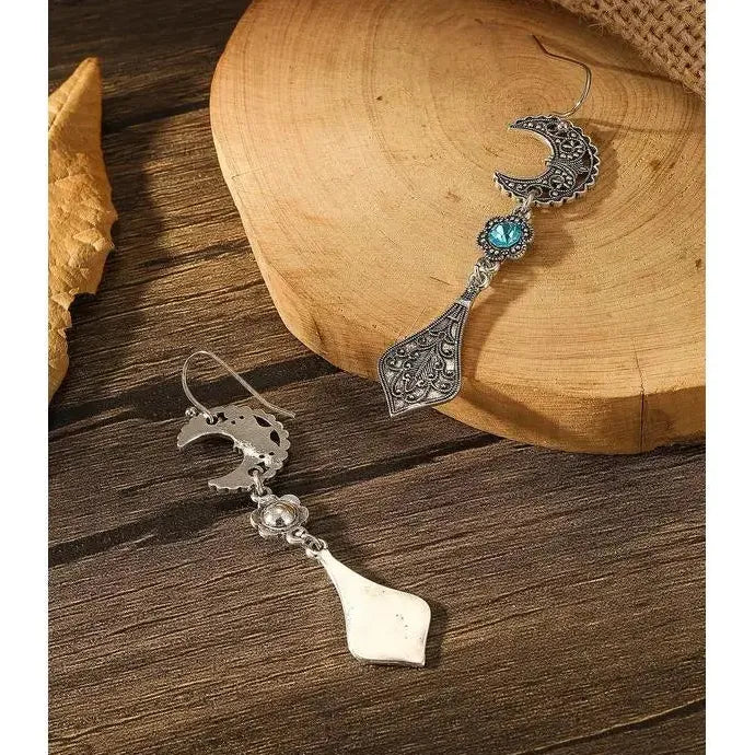 Bohemian Ethnic Blue Acrylic Crystal Water Drop Dangle Earrings for Women
