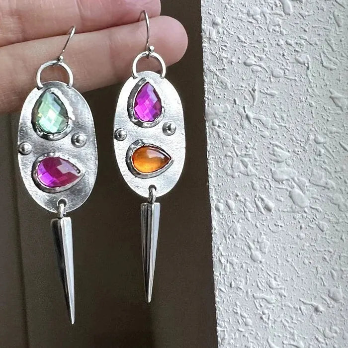 Vintage Indian Tribe Zinc Alloy Drop Dangle Earrings for Women Long Ethnic Jewelry