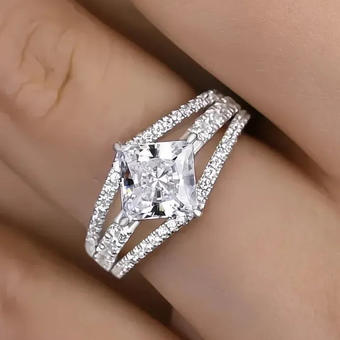 Elegant Geometric Cubic Zirconia Rings for Women Wedding Party Jewelry