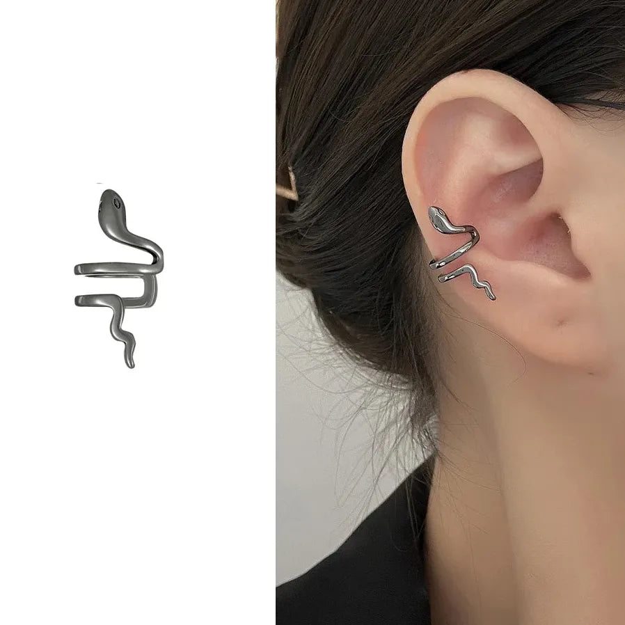 Vintage Gothic Multi Layer Snake Clip Earrings Punk Animal Jewelry Gift Women