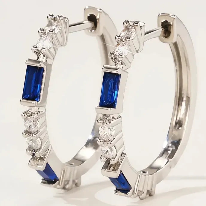 Colorful Cubic Zirconia Geometric Hoop Earrings for Women Copper Alloy Bridal Jewelry