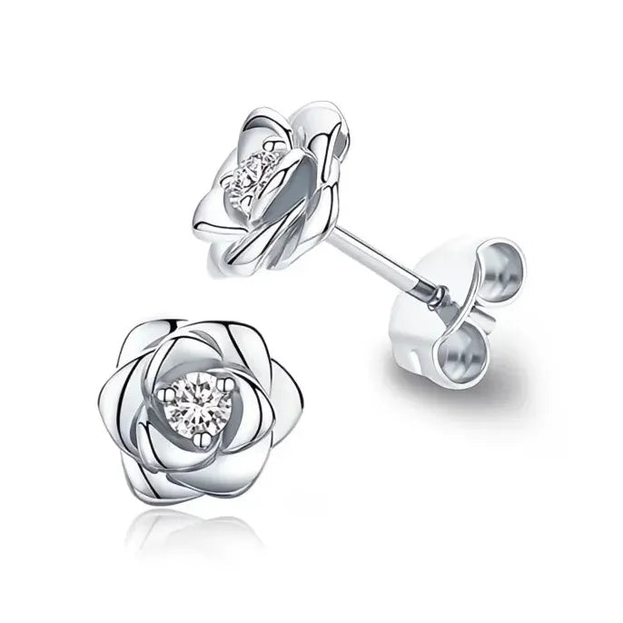 Eternity Love Heart Stud Earrings for Women Cubic Zirconia Copper Alloy Wedding Jewelry Silver Gold Color