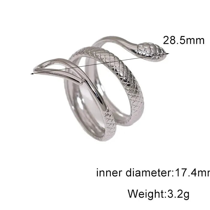 Adjustable Stainless Steel Snake Ring Hip-Hop Rock Waterproof Jewelry