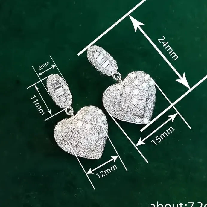 Heart-Shaped Cubic Zirconia Drop Earrings for Women Wedding Gift